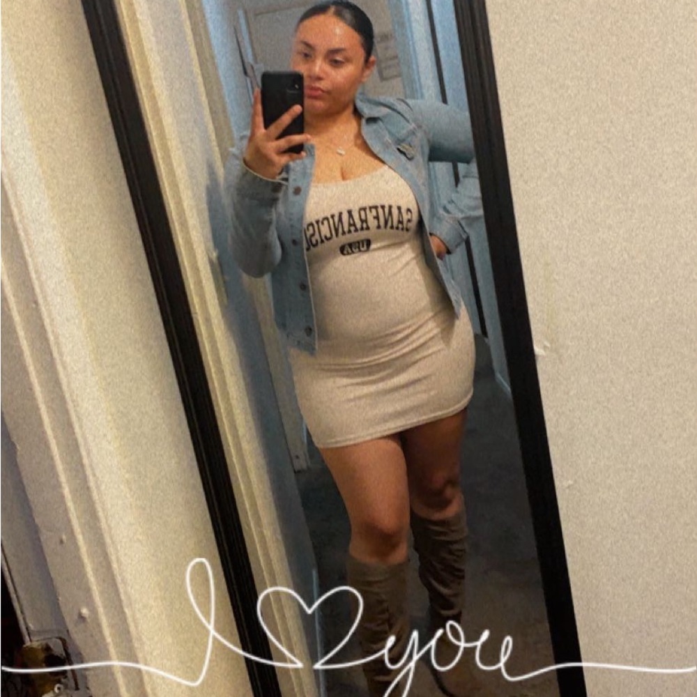 Tan spaghetti strap mini dress